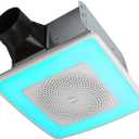 Broan-NuTone SPK110RGBL ChromaComfort Bathroom Exhaust Fan, 110CFM/1.5 Sones, with Sensonic Bluetooth Speaker and 24-color LED Light, Wall Switch included, White
