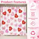 4Pcs Valentines Shower Curtain Set for Bathroom, Pink Red Heart Valentines Bathroom Sets Sweet Heart Decor Set with 12 Hooks Include Non Slip Rugs, Toilet Lid Cover, Bath Mat, Shower Curtain