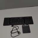 Samsers Foldable Bluetooth Keyboard with Touchpad - Portable Wireless Keyboard with Holder, Rechargeable Full Size Ultra Slim Pocket Folding Keyboards for Android Windows iOS Tablet & Laptop - Black (BT x1)