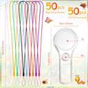 50 Pack Magnifying Glass for Kids, 15x and 5X Handheld Portable Magnifier for Home, Magnify Glasses Lens with 50 Lanyard for School Students Outdoor Explorer, Science Observation and Reading