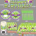 Light inspired Party Decorations Cartoon Story Birthday Party Supplies include Banner Table Cloth Forks Plate Napkins and Cups for Game 1st 2nd 3rd 4th 10th Bday Decor Purple