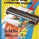 Uinkit Matte Thermal Laminating Sheets, 9 x 11.5 Inches 3 Mil Clear Anti-Glare with Matte Finish 30 Pack Fitted for Letter Size Laminating Pouches 8.5 x 11 inches