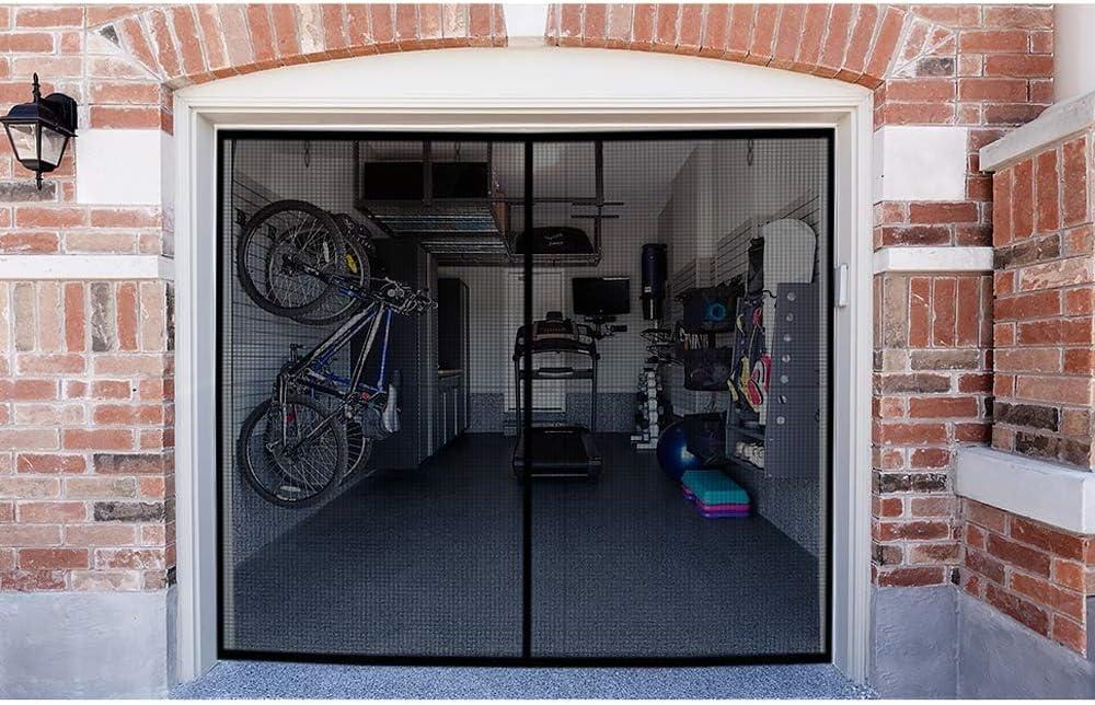 Garage Screen Doors for 1 Car Garage, 8x7Ft Magnetic Closure Heavy Duty Weighted Bottom Screen Self Sealing Fiberglass Mesh Anti Annoying Animals Retractable Net-Easy Assembly & Pass-Through (Black)