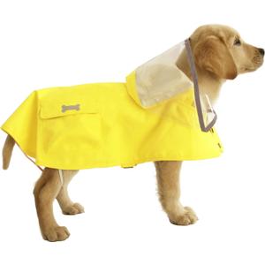 Dog Waterproof Raincoat with Poncho Hoodie, High Reflective Adjustable Yellow Pet Rain Jacket with Leash Hole for Small Medium and Large Dogs (Yellow, XXXX-Large)