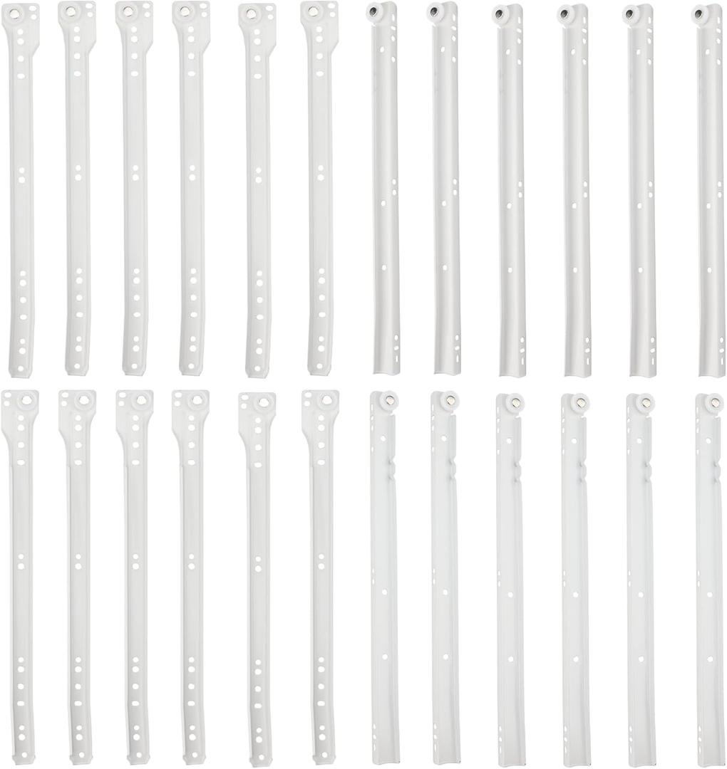 MOUYAT 6 Pairs 16 inch Bottom Mount Drawer Slide, Heavy Duty Drawer Rails with Mounting Screws, Replace Drawer Track Hardware, Fits Bottom/Side-Mounted Drawer, White