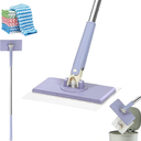 Snap Grip Mini Mop,Cloth Changing Mini Mop,27inch Long Handle Mopping Stick,360 Swivel Head,Dry and Wet Use,Ideal for Tight Corners,Tile,and Hardwood(Purple,6 Cloth)