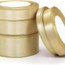 Pure Color Ribbon for Gift Wrapping,Arts Crafts Sewing 25 Yard Each Roll Satin Ribbon for Flower Bouquet Ribbons for Christmas Tree DIY Decoration (Golden, 5 Mixed Width)