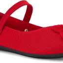 Harborsides Women's Round Toe Flats with Straps (8.5, Red)