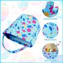Remerry Easter Hawaiian Basket Blue Cartoon Tropical Floral Print Egg Hunt Bucket with Handle, Canvas Animation Theme Spring Treat Bag for Easter Party Supplies and Decor Eggs Gift Fillers