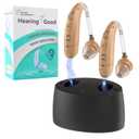 Hearing Aids for Seniors, Hearing Aids Rechargeable with Noise Cancelling and Volume Control, Hearing Amplifier for Adults Hearing Loss, Portable Behind-the-Ear Hearing Aid Headphones (skin colour)