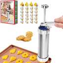 Cookie Press Gun with 20 Discs & 4 Tips - Cookie Maker Machine for Spritz Cookies, Baking & Cake Decorating | Includes Cheese Press Function | Great Gift for Christmas Thanksgiving Holidays