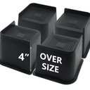 Yookwutar Bed Risers 2 inch, 3 inch, 4 inch, 6 inch, 8 inch Heavy Duty, Oversized Furniture Riser for Couch Sofa Table Chair Leg Frame Dorm, Support up to 6000 Lbs (Black 4 Pack, 8 inch)