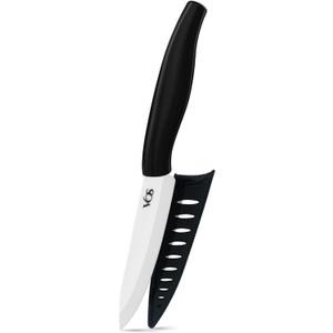 Vos Ceramic Paring Knife - 4 Inch Zirconia Blade With Sheath Cover - Handle Fruit and Vegetables Kitchen Knife (Black)