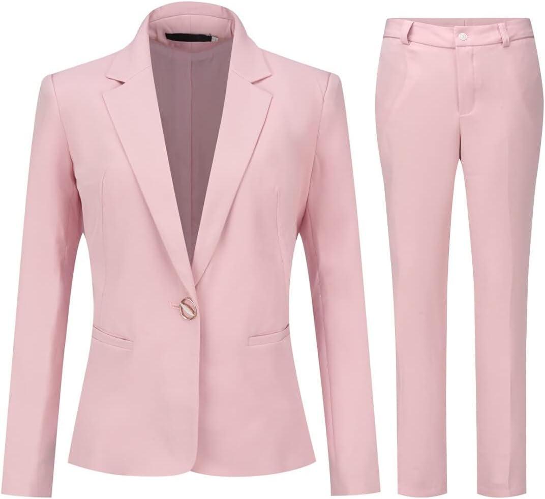 YUNCLOS Women's 2 Piece Office Work Suit Set One Button Blazer and Pants,Medium