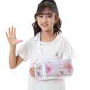 Kids Print Mesh Arm Sling, Adjustable Breathable Support for Girls, Broken Arm, Shoulder Injury, Post-Surgery, Left/Right (Rose 1, Large)