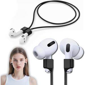1 Pack Ultra Strong Magnetic Anti-Lost Straps for AirPods, Soft Silicone Sports Lanyard - Compatible with AirPods Pro 1st/2nd & AirPods 3rd - Black