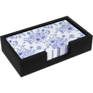 Guest Towel Holder Black, Disposable Dinner Napkin Holder, Bamboo Holder Tray for Dinner Napkins. Hand Towel Holder Disposable Hand Towel Tray, Paper Towel Holder Napkin Holder (Black)