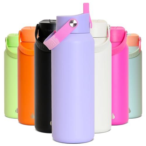 Elemental 40oz Insulated Water Bottle with Straw - 100% Leak-Proof Stainless Steel Core Water Bottles for Travel, Sports and Gym - Double Wall Insulation & BPA Free - Lilac Tie Dye