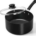 MICHELANGELO Nonstick 3 Quart Saucepan with Lid, Ceramic Small Sacuce pan, Easy to Clean, Non-Toxic Saucepan, 3QT, Black