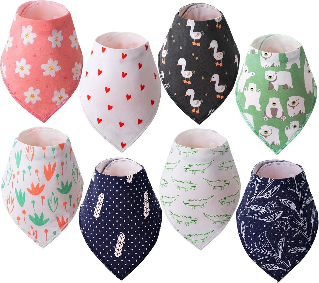 Mr. Pen- 8 Pack Baby Bibs - Drool, Bandana Bibs for Toddler Boys & Girls