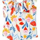 Girls One Piece Swimsuits Toddler Bathing Suit Little Kids Cute Swimwear Quick Dry Striped Ruffle Floral Size 6 Year