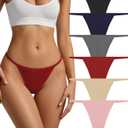 Cotton Thongs for Women G-String Breathable Underwear Low Rise T-back Panties Comfortable Stretch 6 Pack XL