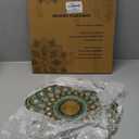 BEDDING CRAFT Beaded Charger 13" Round Peacock Look - Premium Green and Gold Placemats for Dining Table - Elegant Beaded Charger Placemats - Perfect for Holidays, Christmas, and Special Occasions (13" x 13" (Set of 1))