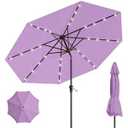 Patio Kingdom 9' Solar LED Patio Umbrella with Tilt & Crank|8 Sturdy Ribs, UV Protection, Outdoor Market Table Umbrella for Deck, Lawn, Pool, Backyard(Taro Purple)