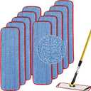 Replacement Microfiber Pad for Rubbermaid Commercial 18.5 Inch Mop Head - 10 Pack Wet & Dry Commercial Cleaning Refills Reusable Mop Refills Fit for Any Microfiber Flat Mop System 18.5"