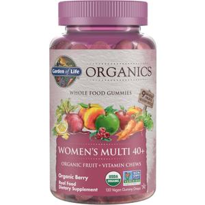 Garden of Life Organics Women 40+ Gummy Vitamins - Berry - Certified Organic, Non-GMO, Vegan, Kosher Complete Multi - Methyl B12, C & D3 - Gluten, Soy & Dairy Free, 120 Real Fruit Gummies