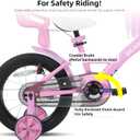 KEANO Zinnia 16 Inch Kids Bike for Girls Ages 4-6 Years, 16 Inch Girls' Bikes with Training Wheels, Streamers, Basket and Doll Seat, Children Bicycles Pink