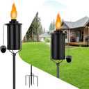 KintKita Torches for Outside 2 Pack, Upgraded 62 Inch Citronella Torches with 4-Prong Grounded Stake, 16 oz Metal Outdoor Torches for Yard Garden Décor,Party Patio Pathway (Fuel Not Included)