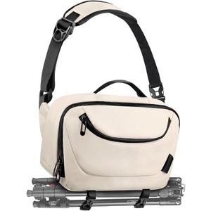 TAAOKA Camera Sling Bag,Waterproof Camera Case with Tripod Holder,Lightweight DSLR/SLR/Mirrorless Camera Bags Crossbody for photographers-Beige