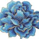 uxcell Peony Floral Patches, 5.7" Embroidered Flower Appliques, Sew on Garment Patches Embellishments for Clothes Jeans Jackets Bags DIY Crafts Sew Making, Blue