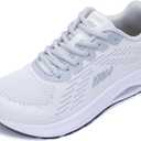AOV Wide Toe Box Shoes Women Arch Support Walking Shoes Plantar Fasciitis Orthotic Tennis Sneakers (White grey, 10 Wide)