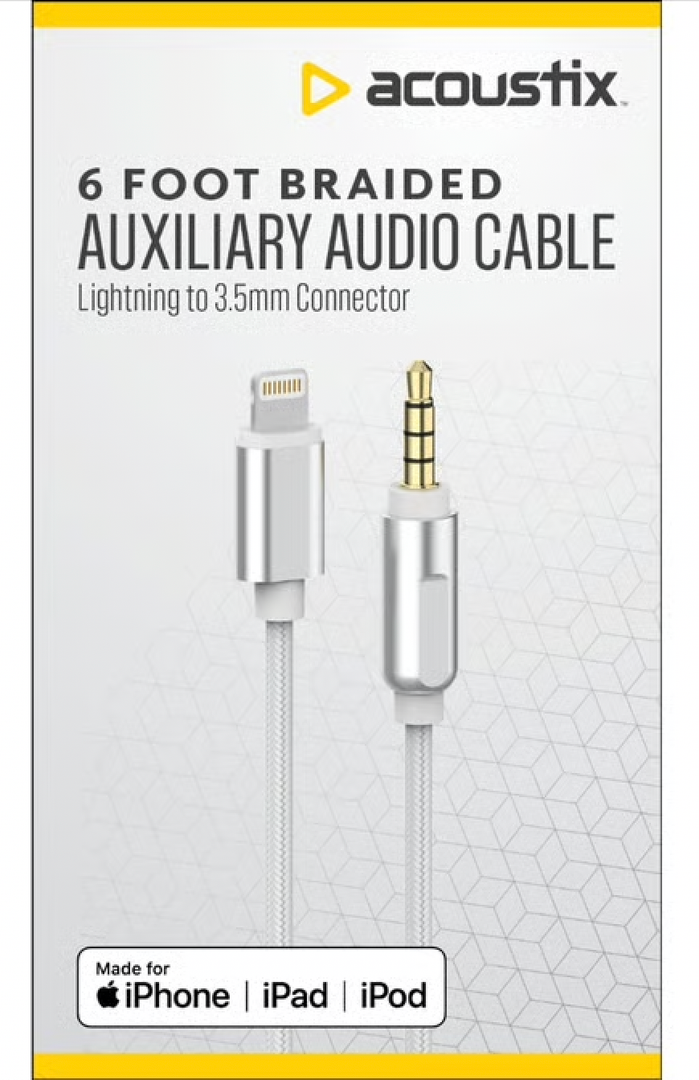 Acoustix Auxiliary Audio Cable 6 Foot