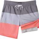 SURF CUZ Mens Swim Trunks with Compression Liner Swim Shorts 7" Swimming Trunks Stretch 7 Inch Swim Suits Quick Dry Medium