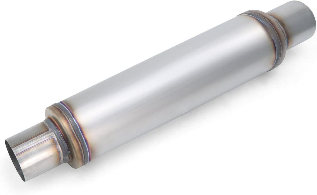 LCGP 2.5" Exhaust Mufflers, 2.5in Muffler Universal Stainless Steel Performance Muffler, Straight Through Design 2.5 inch Muffler Resonator Deep Sound for Car, Truck(2.5" Intet 2.5" Outlet)