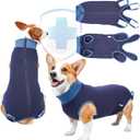 Breathable Dog Surgery Recovery Suit for Male/Female, Professional Dog Recovery Onesie with Zipper After Spay Abdominal Wounds, Anti Licking Cone E-Collar Alternative for Small Dog(Small Size Blue)