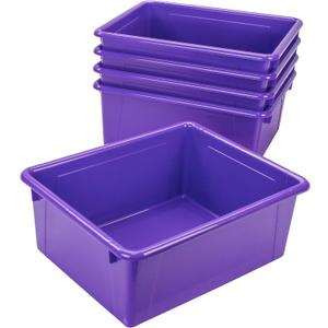 Storex Letter Size Deep Storage Tray Organizer Bin for Classroom, Office and Home, Violet, 5-Pack (62528A05C)