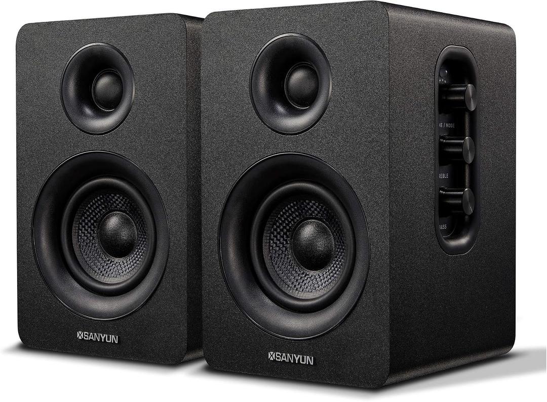 Sanyun SW208 3" Active Bluetooth 5.0 Bookshelf Speakers – 60W Carbon Fiber Speaker Unit - Built-in 24bit DAC - Dynamic 3D Surround Sound – 2.0 Computer PC Monitor Gaming Speakers (Pair, Black)
ç
