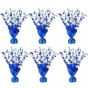 Miliocry 6 Pack Metallic Foil Spray Centerpiece Star Table Decoration Burst Table Centerpieces for Birthday Wedding Anniversary Graduation Holiday Party Supplies Decor Blue