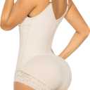 YIANNA Fajas Colombianas Shapewear for Women Postpartum Tummy Control Body Shaper Butt Lifter Bodysuit (Beige, M)