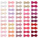 CELLOT Baby Girls Fully Lined Hair Bows Hair Pins, 2' Hair Bows, 50 Pieces/25 Pairs - Infants, Toddlers, Kids Hair Accessories in Pairs - Pink Bow Alligator Hair Clips