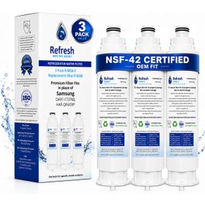 Refresh Refrigerator Water Filter Replacement for LG LT600P, 9990, 3-Pack | R-9990 replaces 5231JA2006A, 5231JA2006B, Kenmore 46-9990, LT600; fits LG & Kenmore fridges; Tested to NSF/ANSI 42