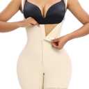 YIANNA Fajas Colombianas Shapewear for Women Tummy Control Butt Lifter Faja Body Shaper With Open Crotch (Large, Beige)