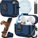 Inesore Compatible with AirPods 4th Case with Phone Stand & Cleaning Kit,Compatible with Magsafe,Magnetic Automatic Lock for Airpods 4 with Active Noise Cancellation Charging Cover (2024) (Dark Blue)