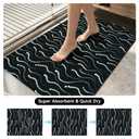Blotixn 3PCS Absorbent Bath Mat, Quick Dry Non Slip Bath Rug, Black