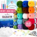 2,810 Yards Beginner Crochet Kit for Adults & Kids 49 Pc Amigurumi Crochet Kit for Starters with 20 Skeins Acrylic Yarn, Crochet Accessories Set, Pouch, and Bundle to Learn Crocheting, Multicolor 
