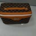 BOYATU Travel Makeup Bag Cosmetic Bags for Women: 3 Pcs Set Large Portable Make up Bag with Handle - Vegan Leather Toiletry Bags with Compartments - Makeup Organizer for Travel Essentials(A-1-Coffee)